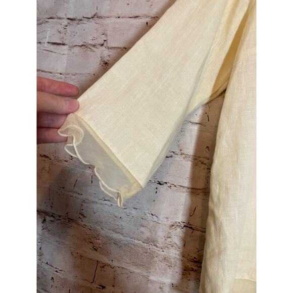 Dear Friends Lagom Top Womens Small Linen Butter Yellow Coquette Romantic Boxy - Picture 4 of 12